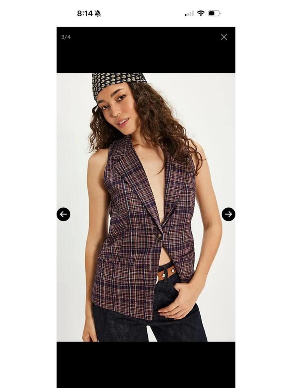 40. Free People sora plaid vest/NWT/S/sold out